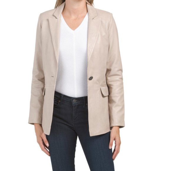 BOD & CHRISTENSEN Salt Leather Button Front Blazer
